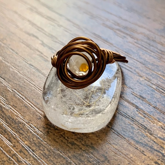 Handcrafted Millefiori Glass & Rose Wire Worked Ring - Picture 3 of 7